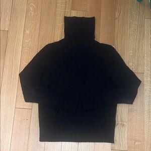 100% Cashmere Aqua Black Turtleneck Sweater Medium